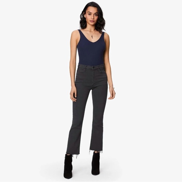 MOTHER The hustler ankle fray second chance gray black high waisted crop jeans - Picture 4 of 16